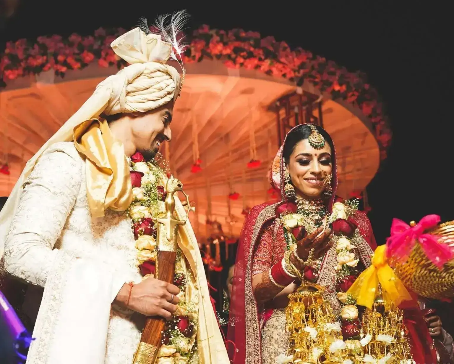 Couple celebrating at reception
